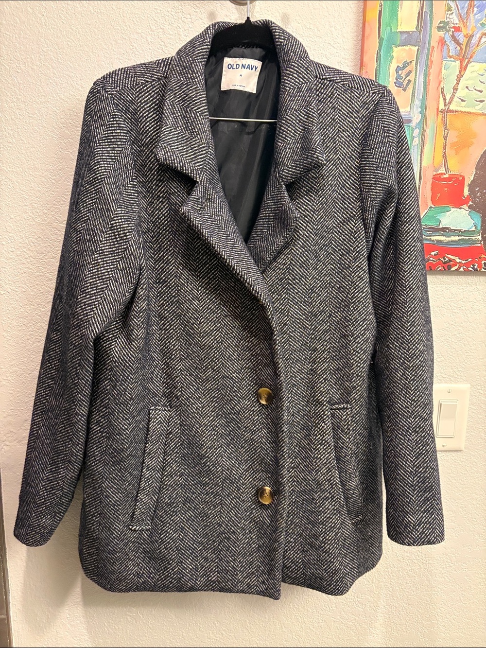 Old Navy Blue & White Lined Peacoat